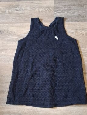 Abercrombie & Fitch Navy Chevron Lace Sleeveless Top